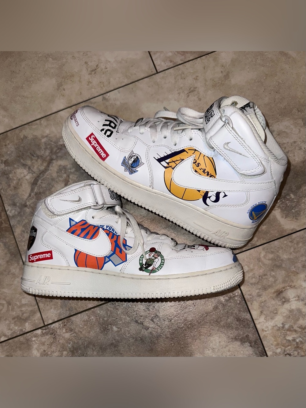 2018 Supreme × NBA x Nike Air Force 1 Mid White Size 9.5